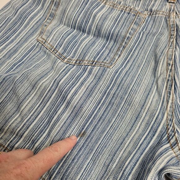 VINTAGE 90s Y2K lace up front striped denim jean shorts XXL - Picture 9 of 12